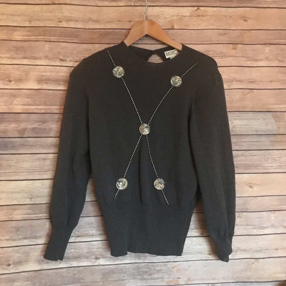 Richton Vintage sequins holiday gray sweater